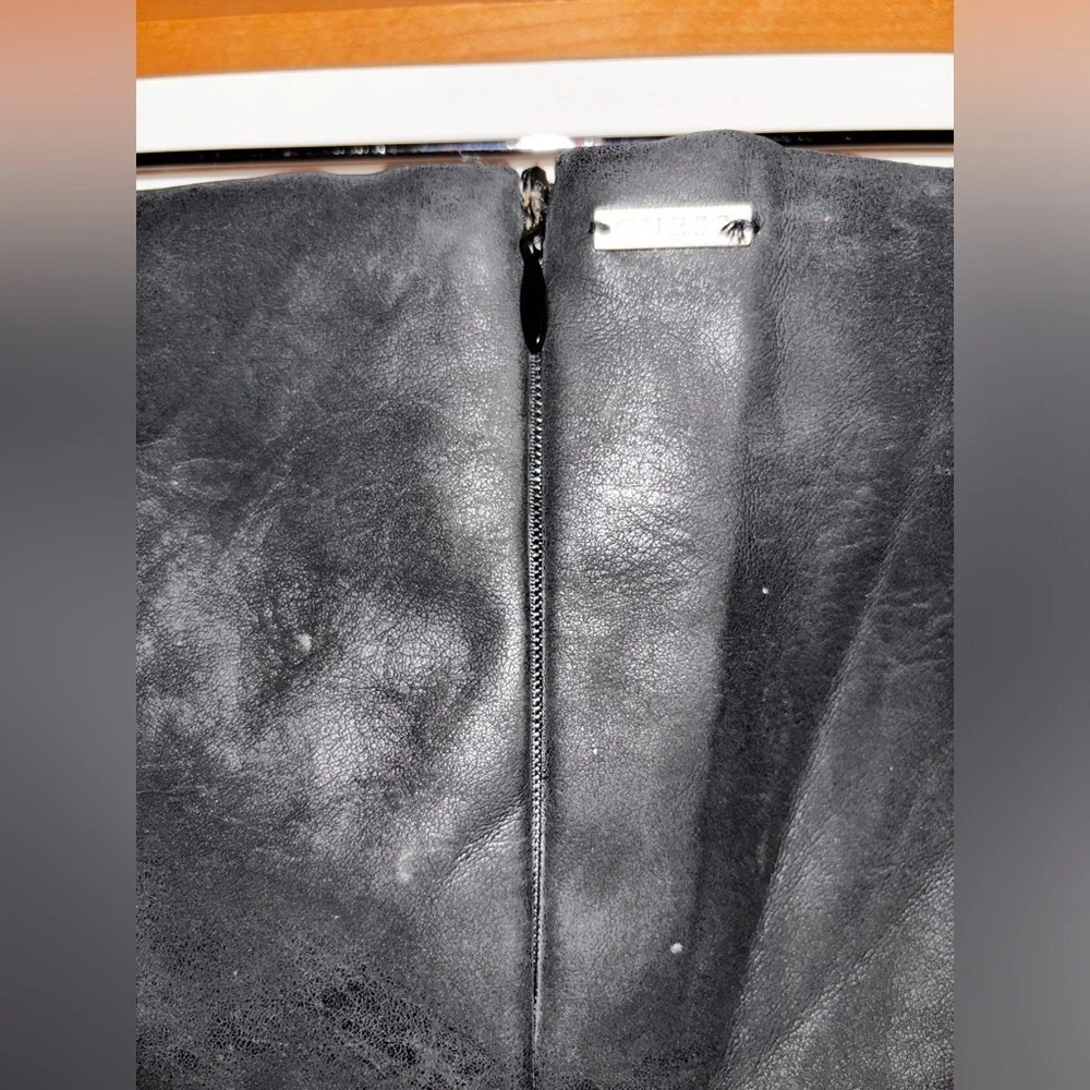 Guess Asymmetrical Faux Leather Pencil Mini Skirt‎ Fairy Grunge Goth Women M